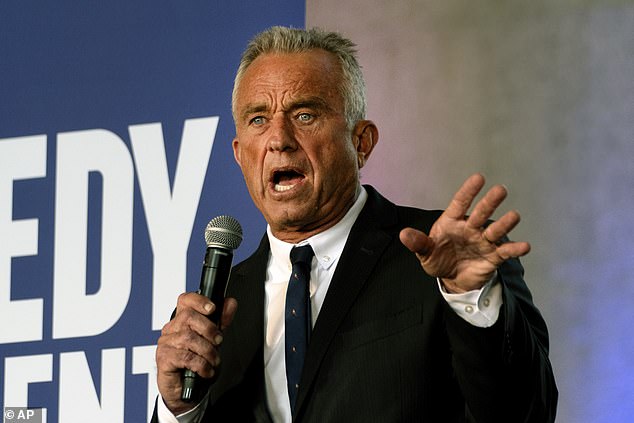 Independent presidential candidate Robert F. Kennedy Jr.  speaks to supporters at a campaign event on Saturday, March 30, 2024, in Los Angeles