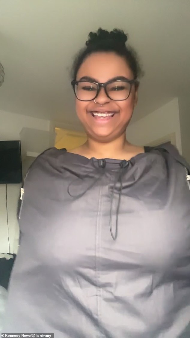 Naomi, who is 6 feet tall"said: 'When I filmed the fitting video, that was my natural reaction because I didn't expect it to go under my chin'