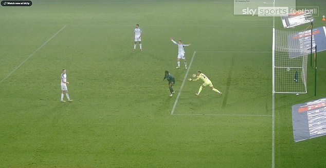 Ennis turned and poked the ball into the net, but the goal was bizarrely disallowed