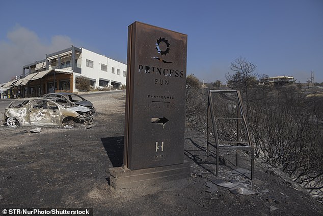 The four-star Princess Sun Hotel was spotted last July following devastating forest fires in Greece