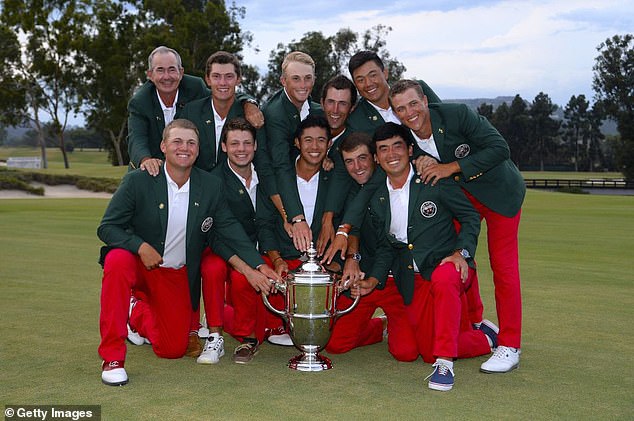 The 2017 Walker Cup Team - (Top L-R) Captain John Miller, Maverick McNealy, Will Zalatoris, Hagestad, Norman Xiong, Cameron Champ, (Bottom L-R) Braden Thornberry, Doc Redman, Collin Morikawa, Scottie Scheffler and Doug Ghim