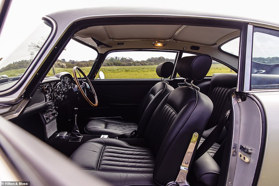 The 'Silver Birch' DB5 interior is a rich black Connolly leather interior and the car has been treated to a full body-off restoration in recent years.  It is in exceptional condition.  The engine was recently rebuilt by Aston Martin Works to the Vantage factory specification of 4.2 liters at a cost of £57,000 alone