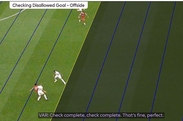 Luis Diaz was wrongly ruled offside by VAR Darren England earlier this season as he cost Liverpool a goal against Tottenham