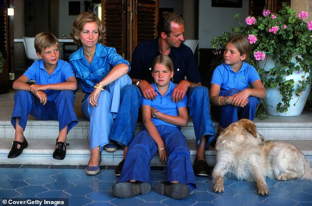 The Spanish royal family with their children Cristina, Felipe and Elena on holiday at the Miravent Palace in Palma de Mallorca in 1976