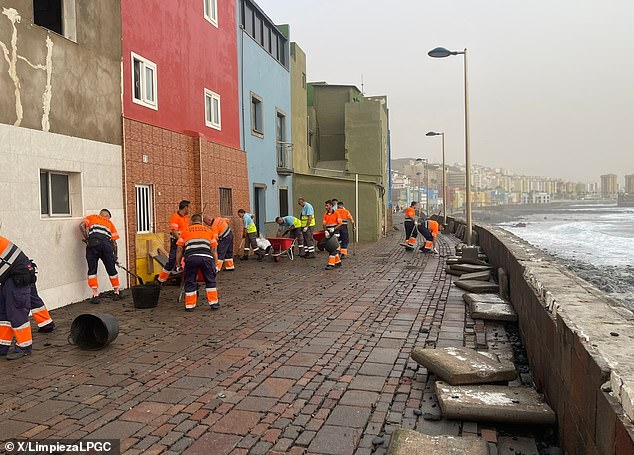 The island is cleaning up today after coastal areas saw waves of more than 5.5 meters crashing against sea walls, carrying water into homes and businesses