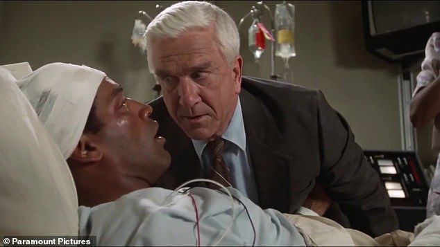 OJ most famously starred in The Naked Gun franchise - appearing in The Naked Gun: From the Files of Police Squad in 1988, The Naked Gun 2 1/2: The Smell of Fear in 1991 and then Naked Gun 33 1/ 3: The Final Insult in 1994;  seen with his co-star Leslie Nielson from the first film