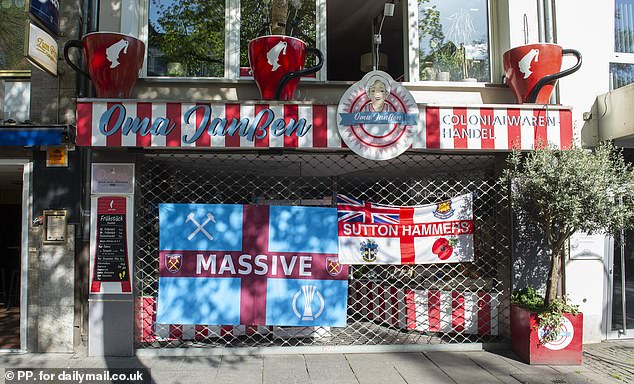 Supporters hung large banners around Cologne