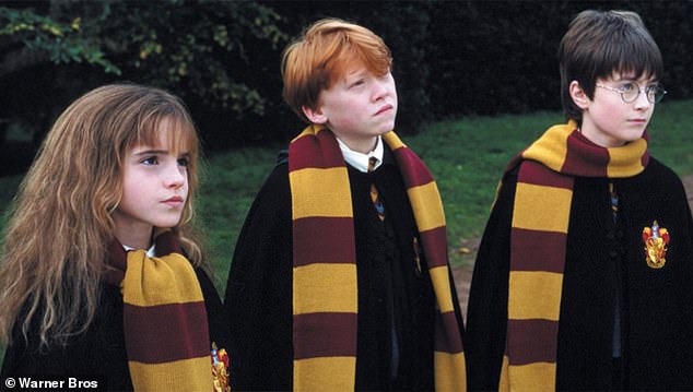 Daniel Radcliffe, Rupert Grint and Emma Watson pictured in one of the Harry Potter films