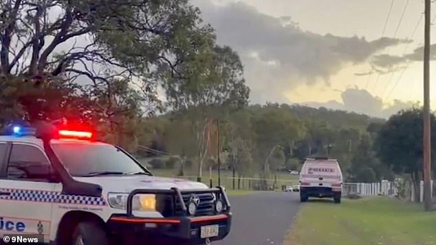 A police officer was called to a house in Kilkivan, 50km west of Gympie in Queensland, at around 3pm following reports of a stabbing.