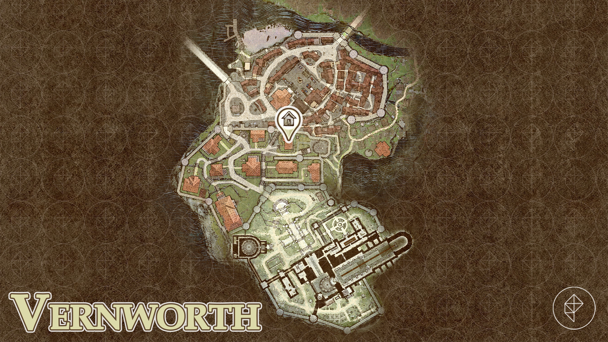 Dragon's Dogma 2 map showing the location of the second house available in Vernworth