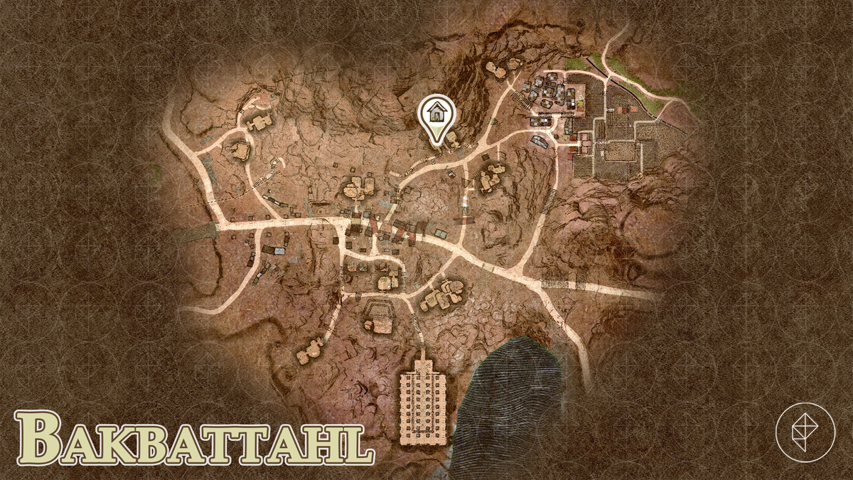 Dragon's Dogma 2 map showing the location of the house in Bakbattahl