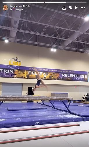 Dunne showed off her routine on beam