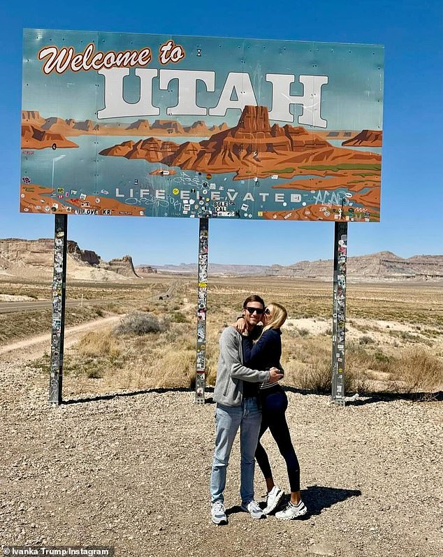 In another photo, Ivanka is seen enjoying a romantic kiss with her husband Kushner while wearing an all-black ensemble paired with white sneakers under the 