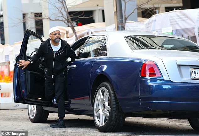 Wright's scene involved the blue and silver car, in front of which he emerged from the driver's seat