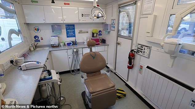 The rear of the Dentaid truck is equipped and reflects a typical dental office