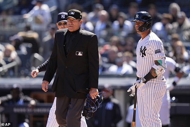 Hernandez also made a controversial strike call against Gleyber Torres in New York on Sunday