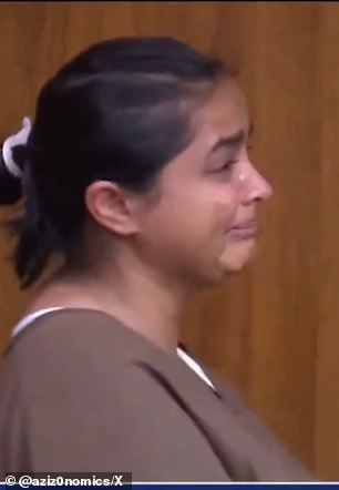 She was arrested and appeared in court on Friday, crying uncontrollably, as she was charged with 18 crimes