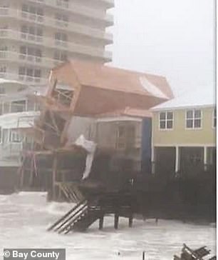 The house was built in April 2018 and has tilted and fallen once before after Hurricane Michael struck in October of that year.