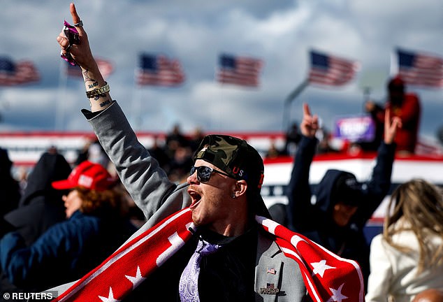 Trump supporters ahead of his campaign rally in Schnecksville, PA on April 13