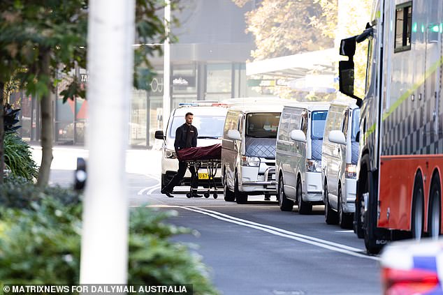 The bodies of the victims and their attacker were removed from Bondi Junction Westfield on Sunday morning