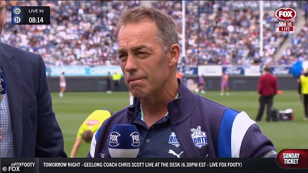 North Melbourne coach Alastair Clarkson fought back tears during his pre-match speech