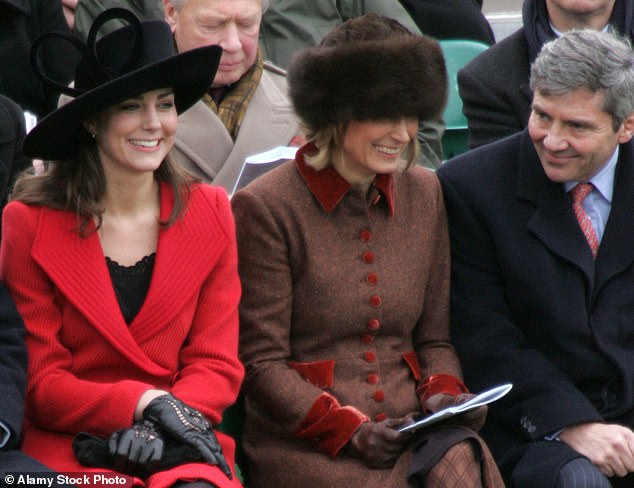 Kate Middleton with Carole and Michael Middleton in the front row at Prince William's passing out parade at Sandhurst in 2007