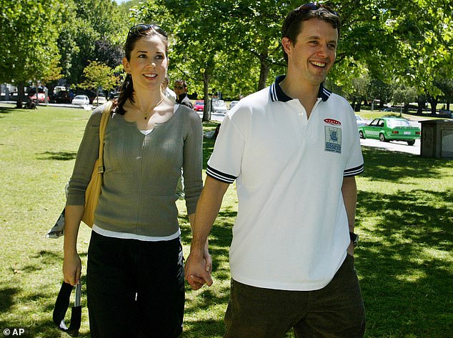 Crown Prince Frederik and his then fiancée Mary Donaldson were seen walking through a park in Australia three months before their wedding in 2004