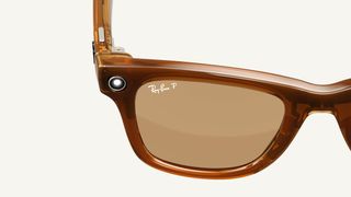 RayBan Meta Smart Glasses close-up while the camera is flashing