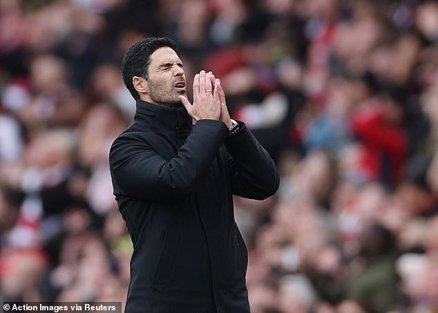 Mikel Arteta cut a pained figure on the touchline after his side failed to secure victory