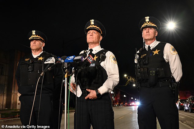 Department Chief Don Jerome (center) said Chicago police are investigating the shooting, which was 