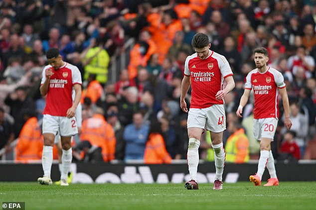 The Gunners' title hopes suffered a huge blow on Sunday after the defeat to Aston Villa at the Emirates Stadium