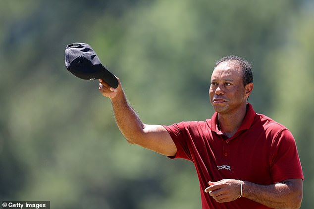 Woods greeted fans on the 18th green as the 48-year-old Florida native walked away