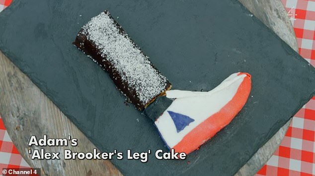 Adam decided to use the showstopper challenge to create his own unique cake in the shape of his Last Leg co-host Alex Brooker's prosthetic leg