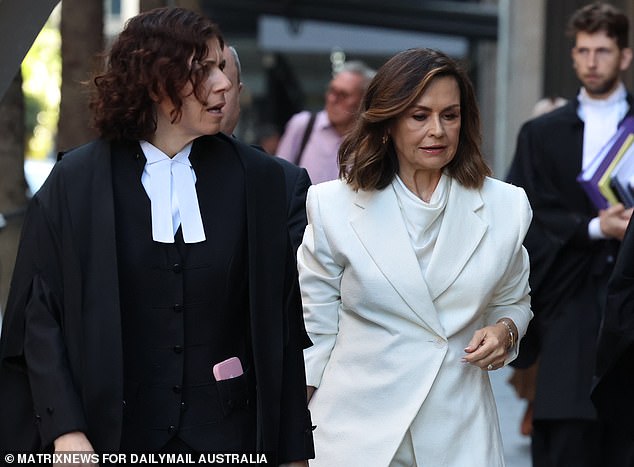 Lisa Wilkinson arrived in court this morning for the sentencing, wearing all white