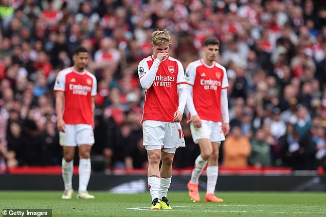 Arsenal lost 2-0 at home to Aston Villa as their title chances suffered a major blow