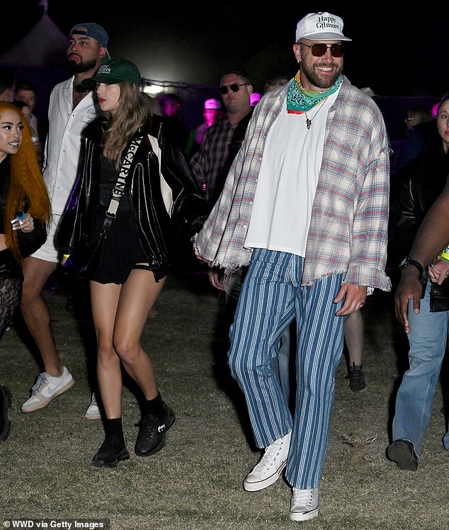 Also on Saturday, the lovebirds packed on the PDA at the Neon Carnival event, which also took place in Indio;  seen on Saturday at Coachella