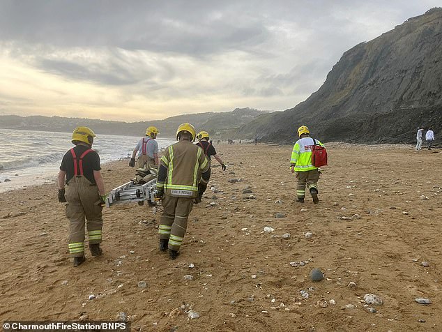 On Friday evening, a 14-year-old boy had to be carried off the cliff and rescued by firefighters.