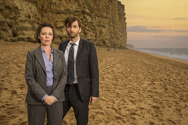 The cliffs, where the popular ITV show Broadchurch (pictured) was filmed, are made of sandstone rock which is porous and acts like a sponge with rainwater seeping through and weakening the stone over time.