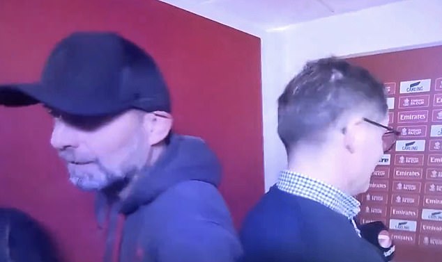 An irate Klopp stormed out of a post-match interview on Scandinavian TV after Liverpool's dramatic 4-3 FA Cup quarter-final defeat to Man United at Old Trafford