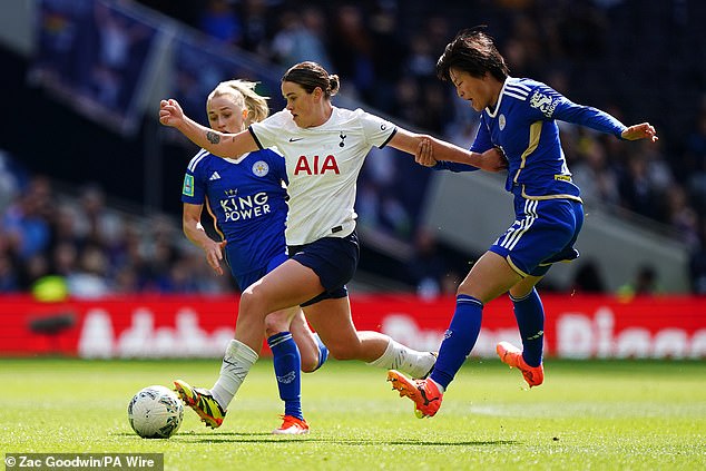 Tottenham's Grace Clinton (centre) is ineligible to play in the FA Cup final at Wembley