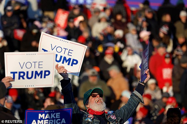 A Trump supporter at his rally in Schnecksville, PA on April 13, 2024