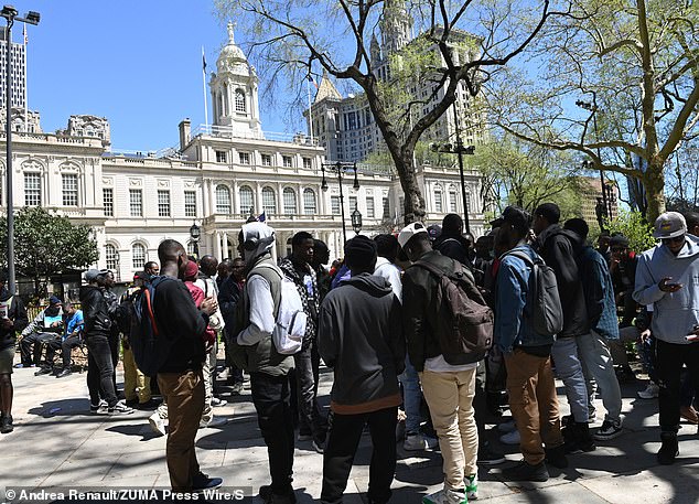 1713339699 676 Over 1000 African migrants descend on New York City Hall