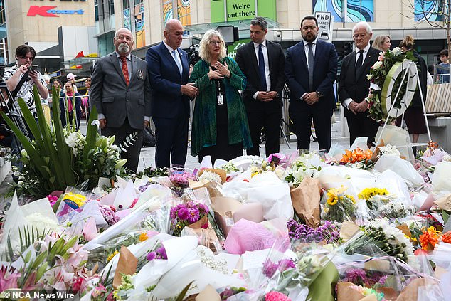 Waverley Mayor Paula Masselos (in green) was supported by fellow mayors from across Sydney outside Westfield Bondi Junction on Wednesday