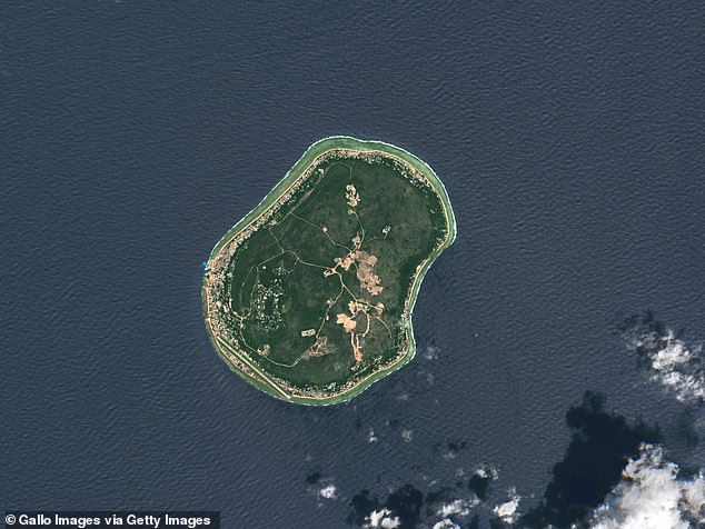 A satellite image of Nauru shows how small it is, with only one usable football field on the island