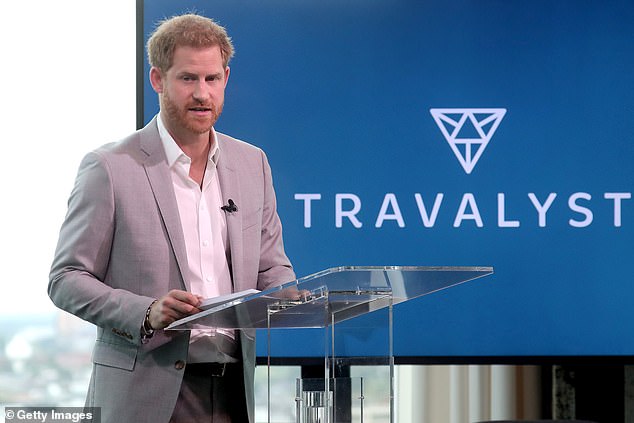 Prince Harry addresses an audience after the launch of Travalyst in Amsterdam in September 2019