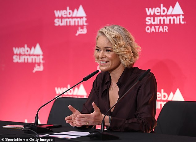 Katherine Maher is pictured on the first day of the Web Summit Qatar 2024