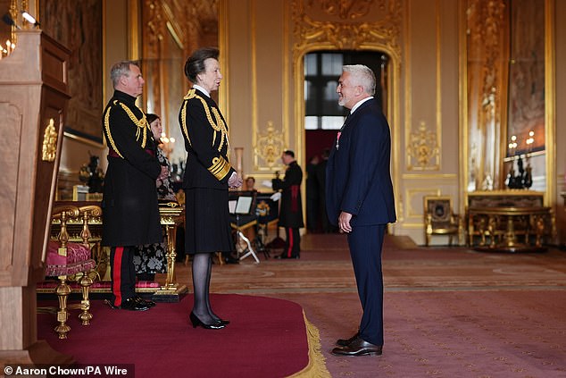 He said: 'I've always loved the Princess Royal' (pictured at the inauguration)