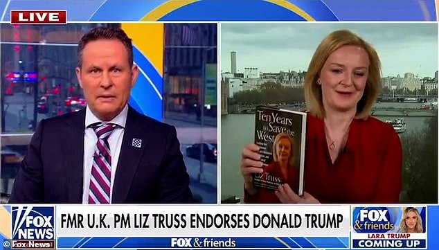 Ms. Truss appeared on Fox News yesterday to show off her new book, titled Ten Years to Save the West