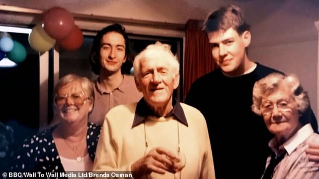 Richard (R) cut ties with his father after leaving home when Richard was nine, after telling the family he was having an affair (Richard pictured is Aut Jan, brother Mat, grandfather Fred and grandmother Jessie LR )