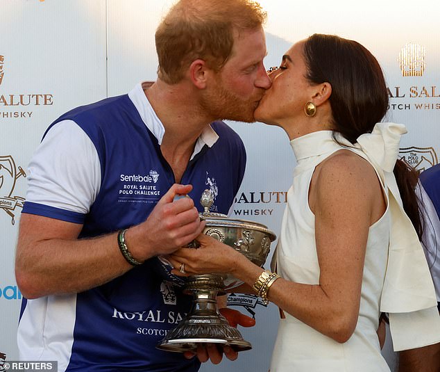 Prince Harry and Meghan kissed last Friday during the Royal Salute Polo Challenge in Florida